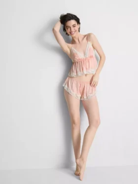 Gelinlik saten dantelli babydoll bralette