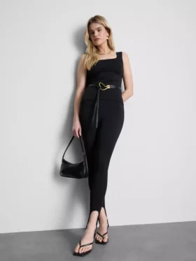 Geniş askılı krep tank top