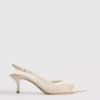 Geniş kalıplı file slingback topuklu ayakkabılar