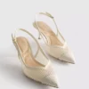 Geniş kalıplı file slingback topuklu ayakkabılar