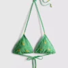 Gingham desenli muz desenli üçgen bikini üstü Gingham desenli muz desenli üçgen bikini üstü