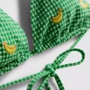 Gingham desenli muz desenli üçgen bikini üstü Gingham desenli muz desenli üçgen bikini üstü