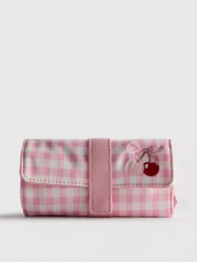 Gingham desenli takı çantası