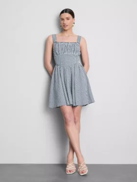 Gingham korseli mini elbise
