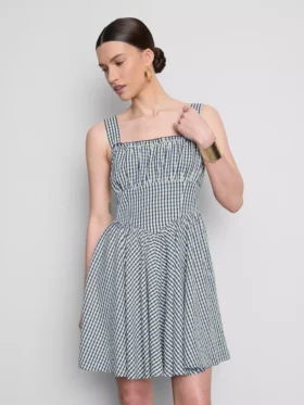 Gingham korseli mini elbise