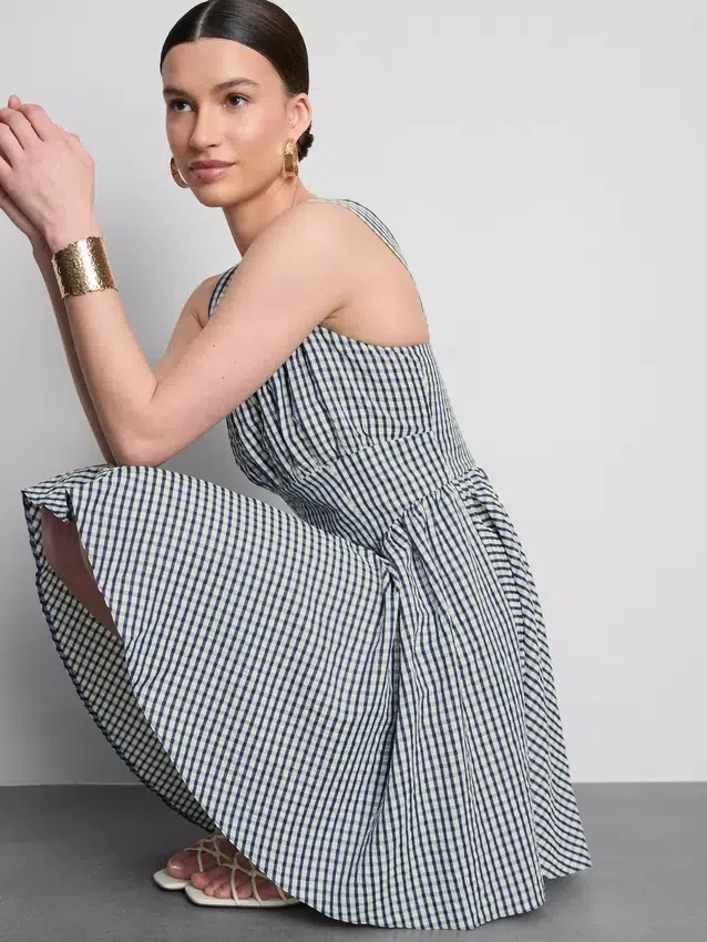 Gingham korseli mini elbise Gingham korseli mini elbise