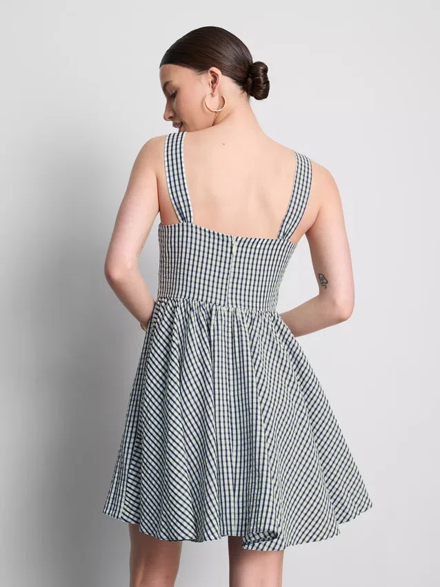 Gingham korseli mini elbise Gingham korseli mini elbise