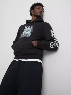Gorillaz desenli kapüşonlu sweatshirt