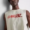 Gorillaz desenli kolsuz tişört