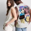 Gorillaz desenli kolsuz tişört