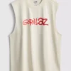 Gorillaz desenli kolsuz tişört