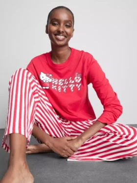 Hello Kitty çizgili pijama takımı