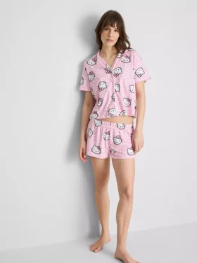 Hello Kitty kısa boyfriend şortlu pijama
