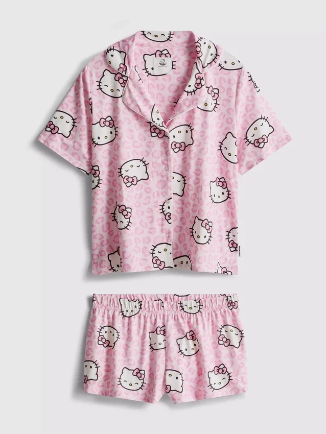 Hello Kitty kısa boyfriend şortlu pijama Hello Kitty kısa boyfriend şortlu pijama