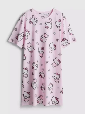 Hello Kitty pamuklu desenli gecelik