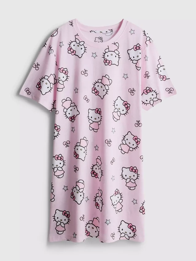Hello Kitty pamuklu desenli gecelik Hello Kitty pamuklu desenli gecelik