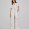 Çiçek desenli geniş paça pijama altları
