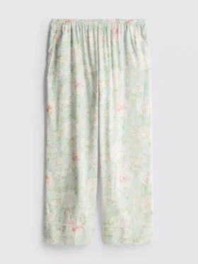 Çiçek desenli geniş paça pijama altları