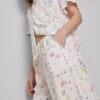 Çiçek desenli geniş paça pijama altları