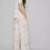 Çiçek desenli geniş paça pijama altları