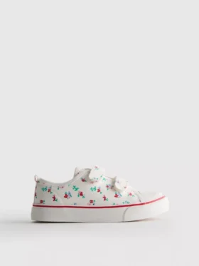 Çiçek desenli kanvas düşük bilekli Sneakerlar