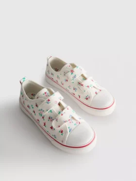 Çiçek desenli kanvas düşük bilekli Sneakerlar