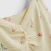 Çiçek desenli nervürlü cami pijama üstü