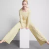 Çiçek desenli nervürlü pijama altları