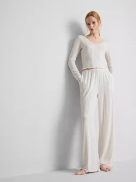 Çiçek desenli pointelle pijama altları