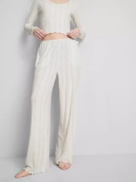 Çiçek desenli pointelle pijama altları
