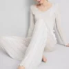 Çiçek desenli pointelle pijama altları