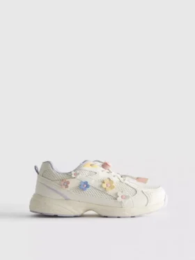 Çiçek detaylı kalın tabanlı Sneakerlar