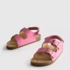 Çift tokalı kayışlı slingback sandaletler