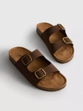 Çift tokalı mule sandaletler