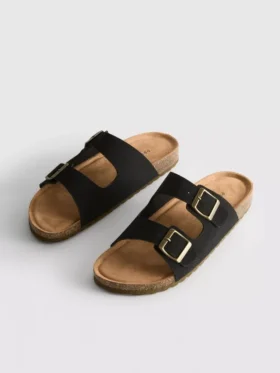 Çift tokalı mule sandaletler