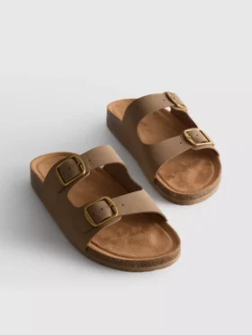 Çift tokalı mule sandaletler