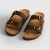 Çift tokalı mule sandaletler