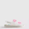 Çift tokalı, parlak jelly slingback sandaletler