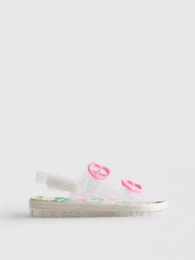 Çift tokalı, parlak jelly slingback sandaletler