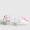 Çift tokalı, parlak jelly slingback sandaletler