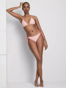 Çizgili denizyıldızı desenli üçgen bikini üstü