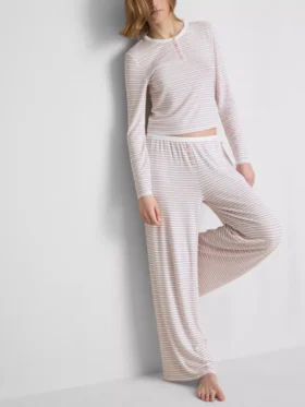 Çizgili nervürlü pijama altları