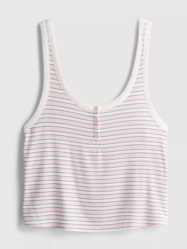 Çizgili nervürlü pijama cami üstü Çizgili nervürlü pijama cami üstü