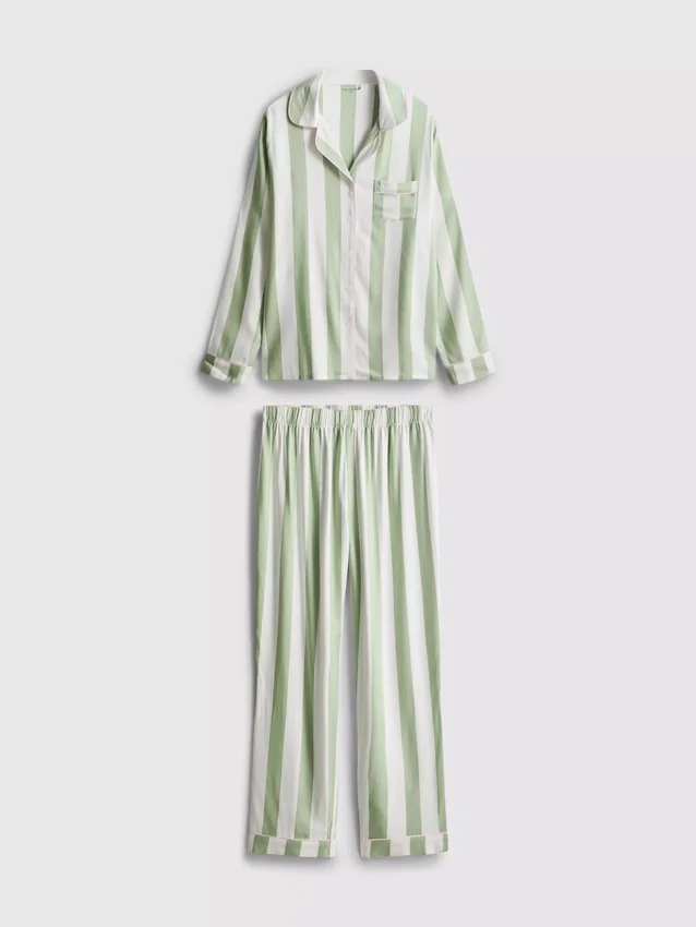 Çizgili pamuklu erkek tarzı pijama Çizgili pamuklu erkek tarzı pijama