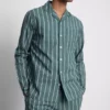 Çizgili poplin uzun pijama