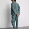 Çizgili poplin uzun pijama