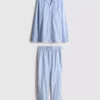 Çizgili uzun kollu pijama takımı