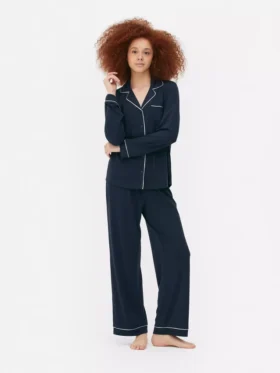 Jarse örgü uzun kollu boyfriend pijama takımı