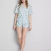 Kahvaltı desenli kısa erkek tarzı pijama