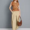 Kağıt dokulu pileli geniş paça pantolon Kağıt dokulu pileli geniş paça pantolon
